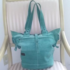 Diesel suede turquoise green tote bag